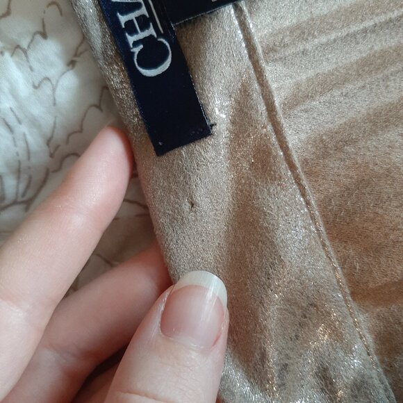 CHAPS Shiny Gold Metallic Flowy Pleated Accordion Fold Midi Skirt - Size Medium - Picture 12 of 12